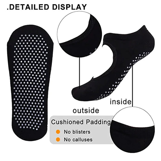 Professional women's yoga socks with silicone anti-slip grip and breathable fabric - product image