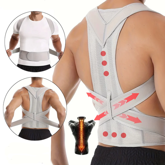 Reinforced lumbar posture corrector vest with adjustable back and shoulder straps - product image