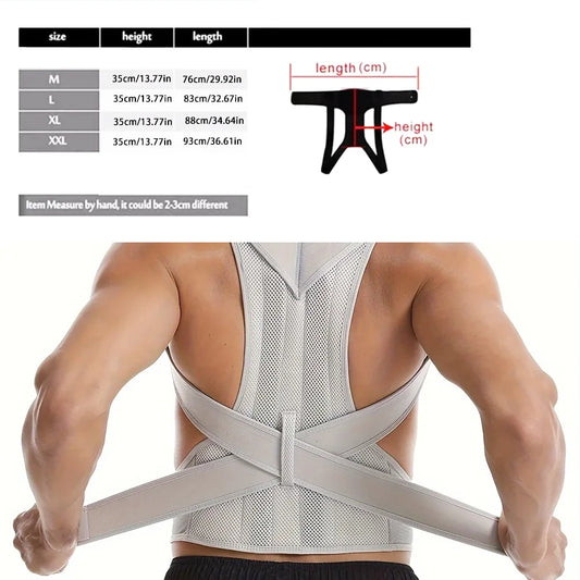 Reinforced lumbar posture corrector vest with adjustable back and shoulder straps - product image