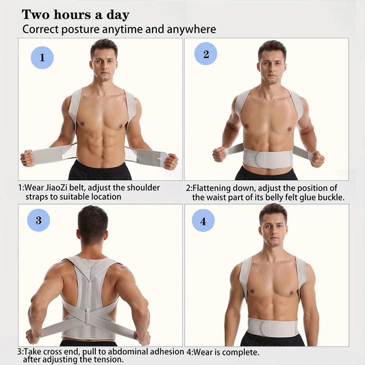 Reinforced lumbar posture corrector vest with adjustable back and shoulder straps - product image