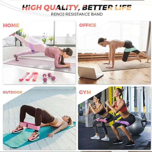 Resistance bands set for butt and leg workout with anti-slip durable fabric - product image