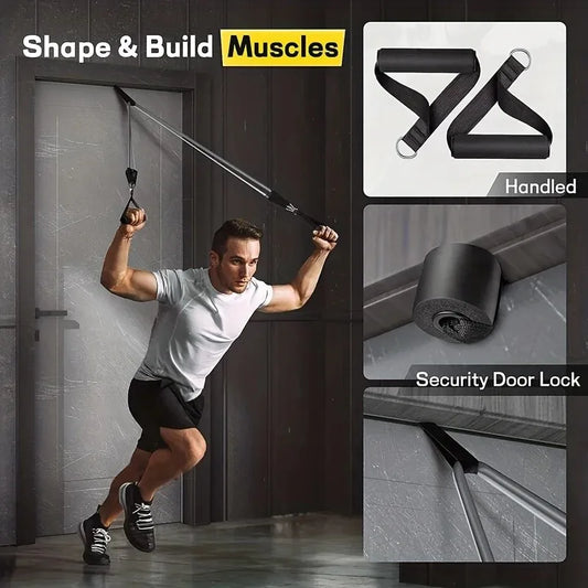 Resistance bands set up to 250lbs with door anchor, handles, ankle straps and carry bag - product image