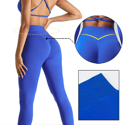 Seamless high waist yoga leggings with stretch and moisture wicking fabric - product image