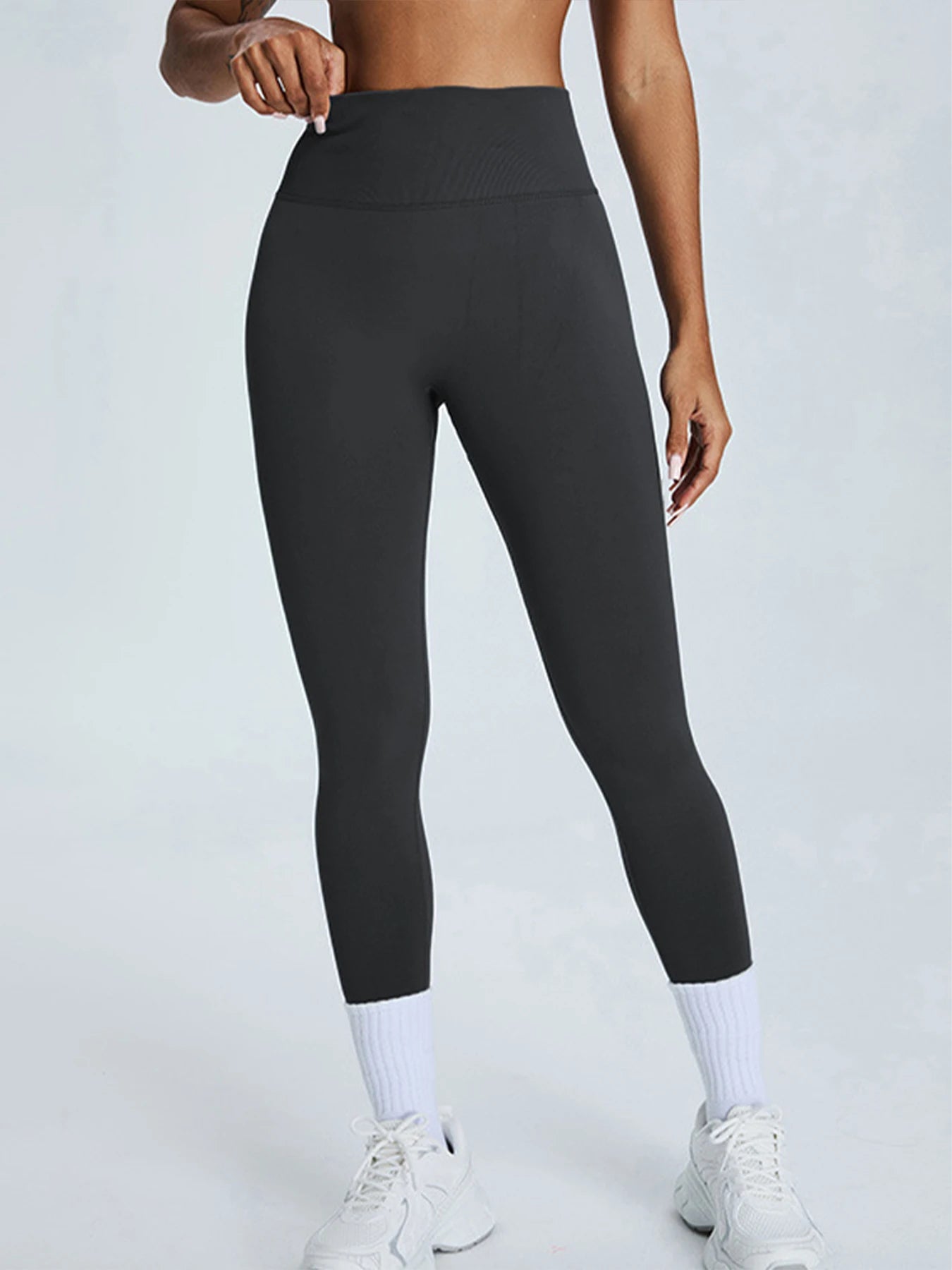 Seamless high waist yoga leggings with stretch and moisture wicking fabric - product image