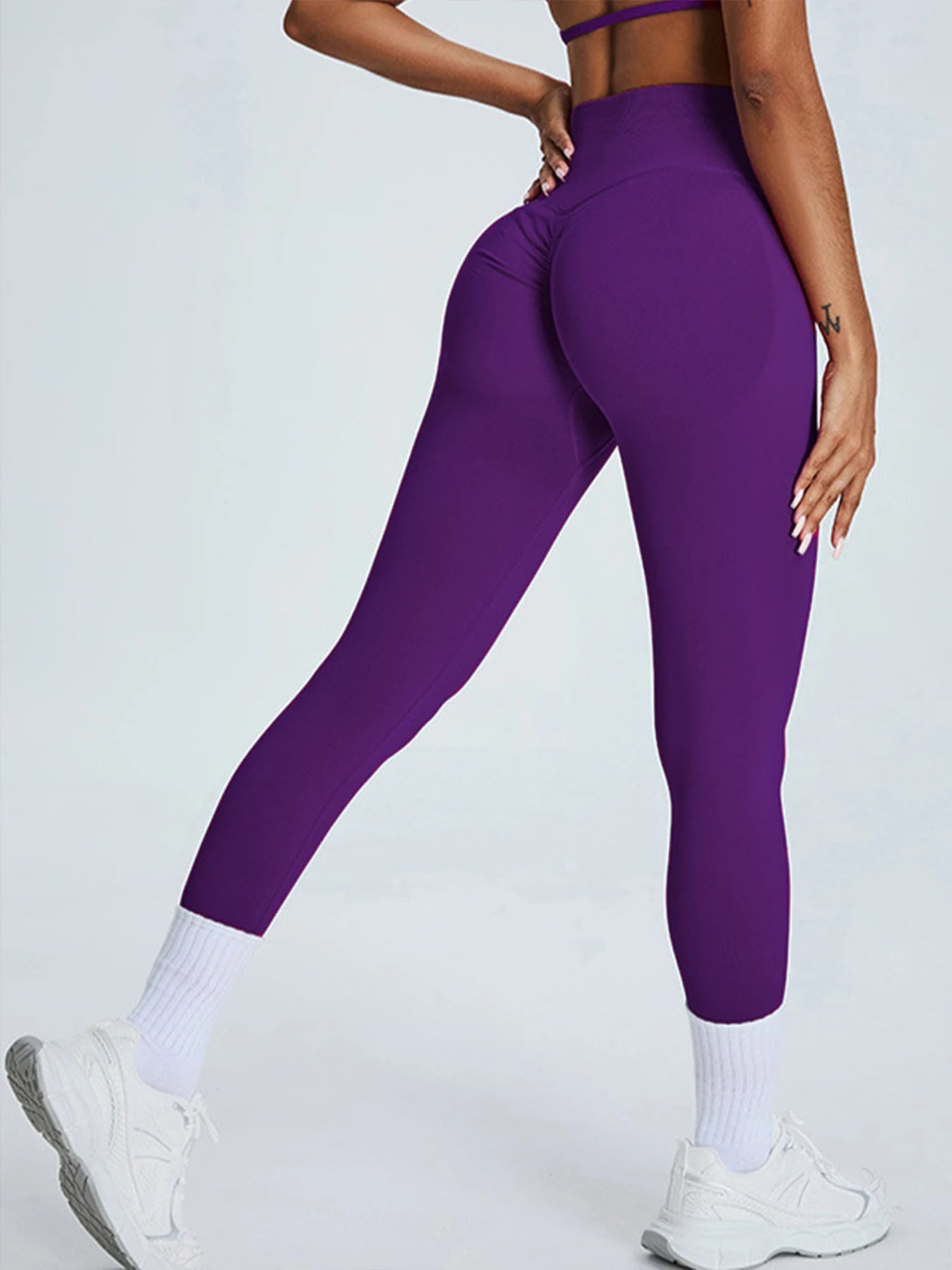Seamless high waist yoga leggings with stretch and moisture wicking fabric - product image