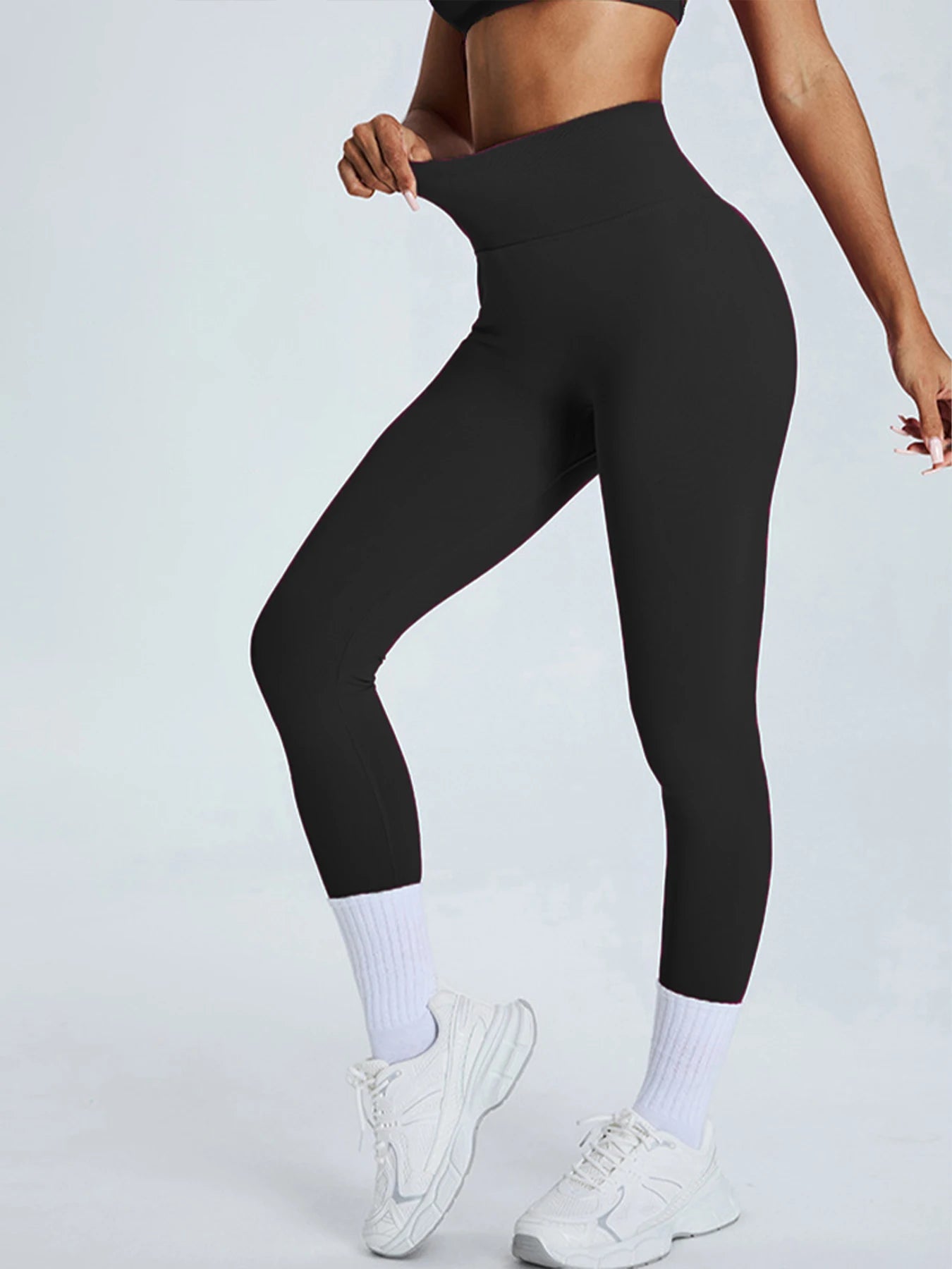 Seamless high waist yoga leggings with stretch and moisture wicking fabric - product image