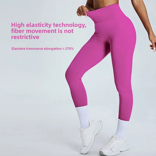 Seamless high waist yoga leggings with stretch and moisture wicking fabric - product image