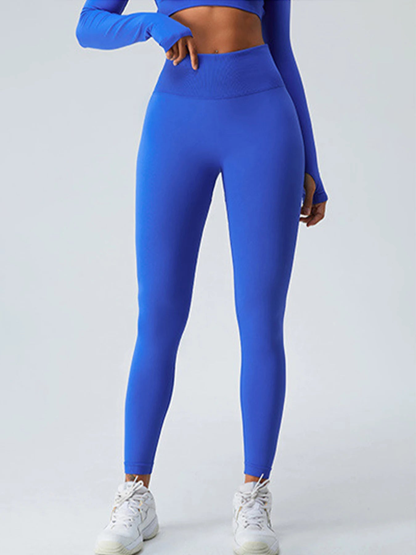 Seamless high waist yoga leggings with stretch and moisture wicking fabric - product image