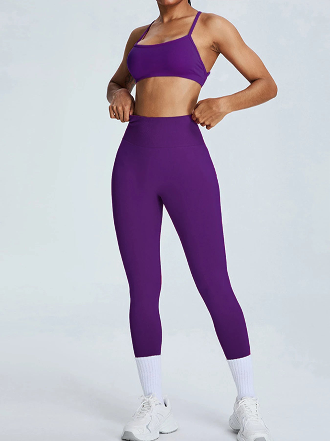 Seamless high waist yoga leggings with stretch and moisture wicking fabric - product image