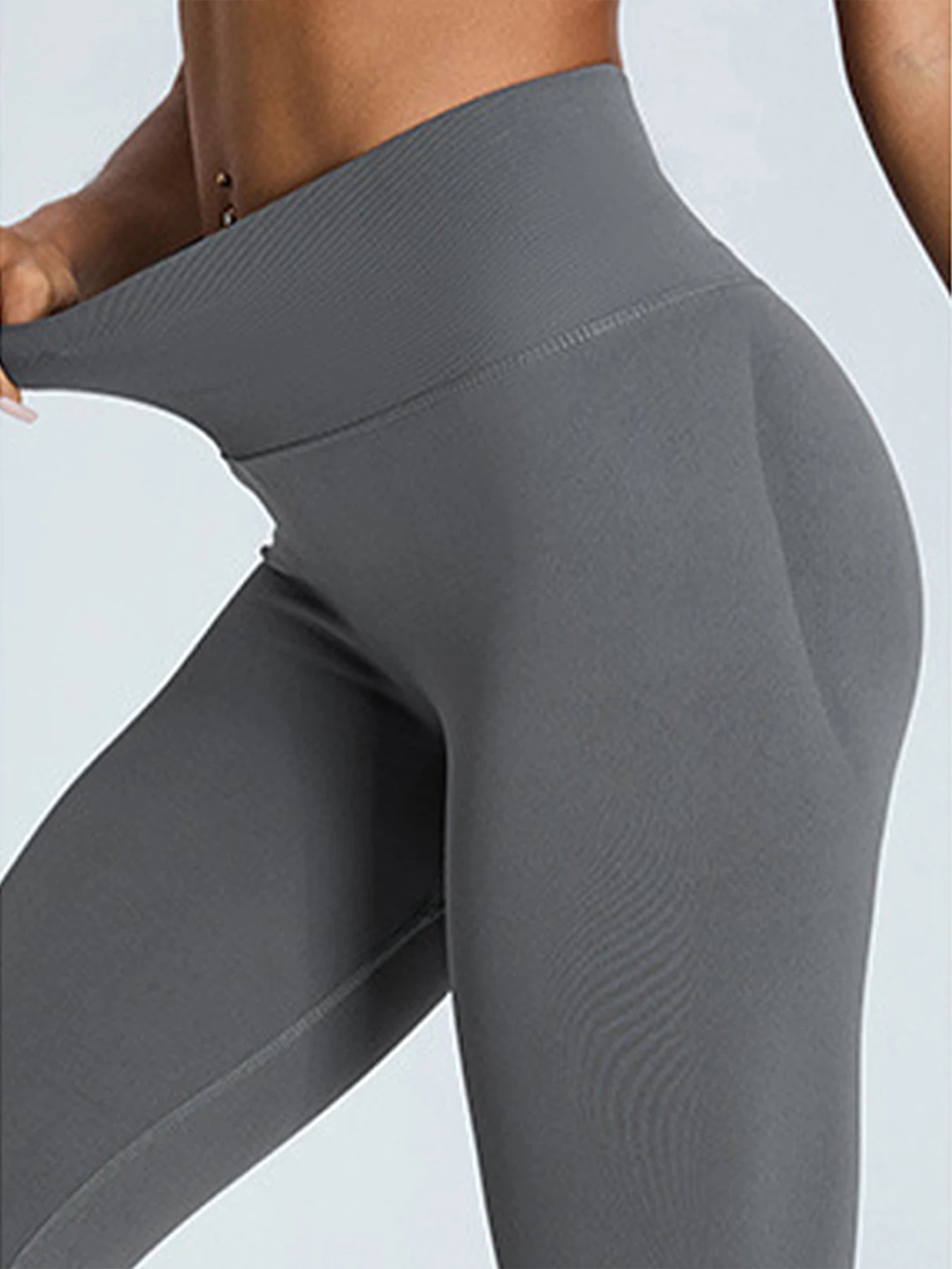 Seamless high waist yoga leggings with stretch and moisture wicking fabric - product image