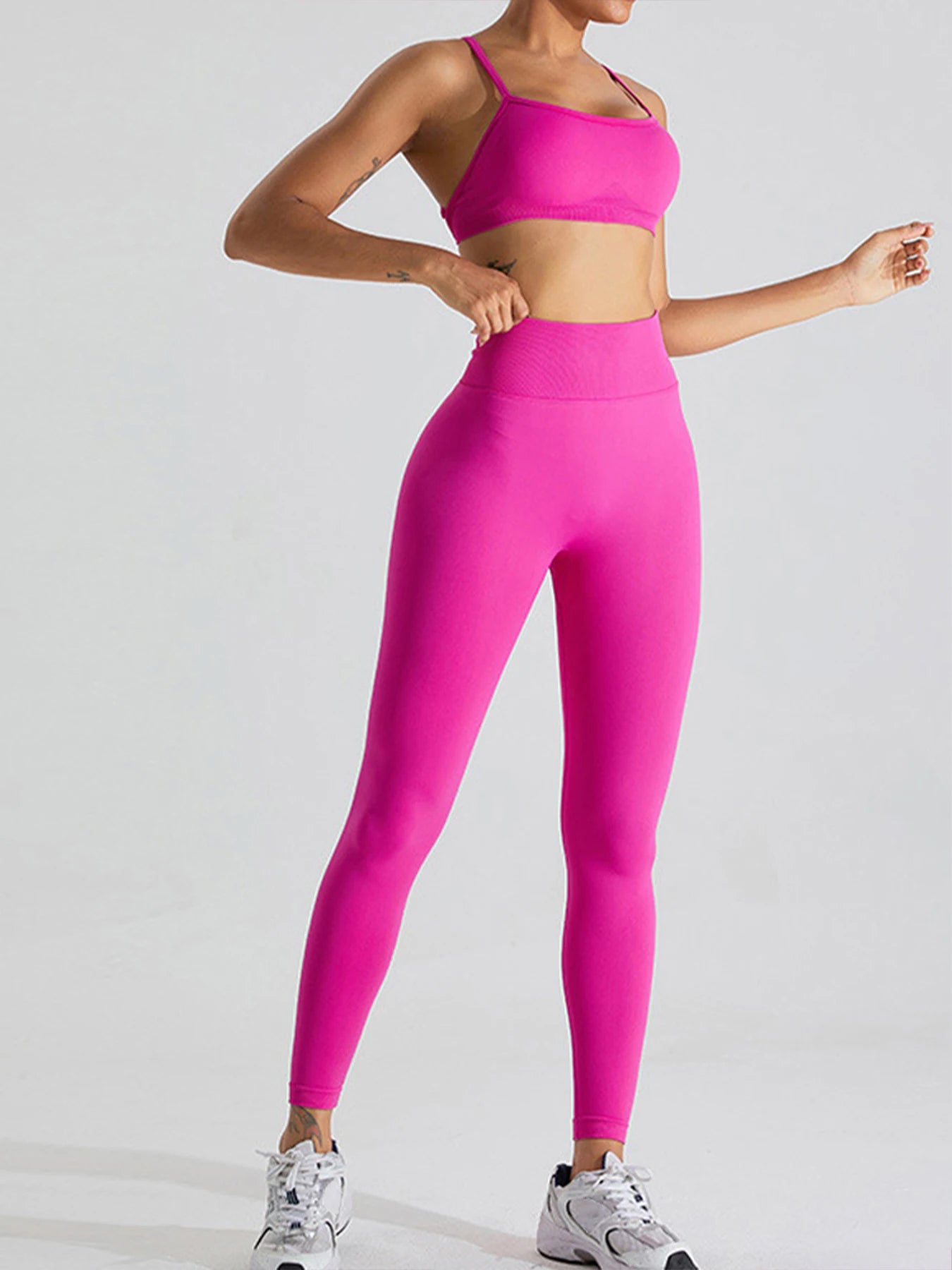 Seamless high waist yoga leggings with stretch and moisture wicking fabric - product image