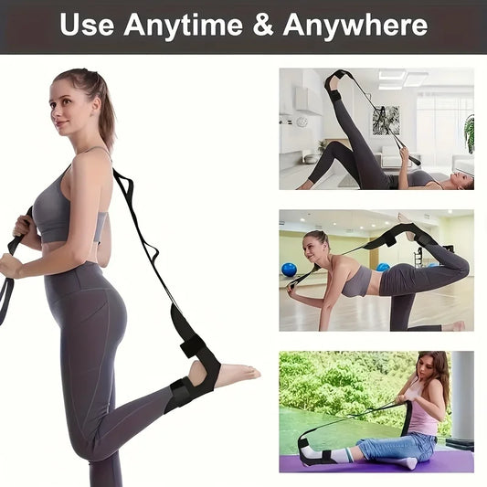 Segmented yoga stretching band with adjustable assistance for leg and foot - product image