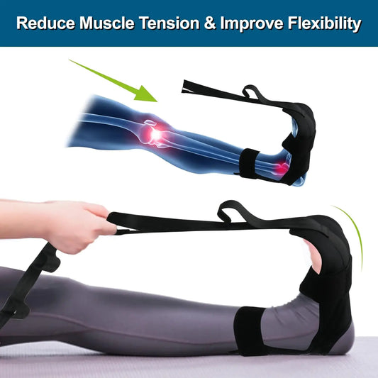 Segmented yoga stretching band with adjustable assistance for leg and foot - product image