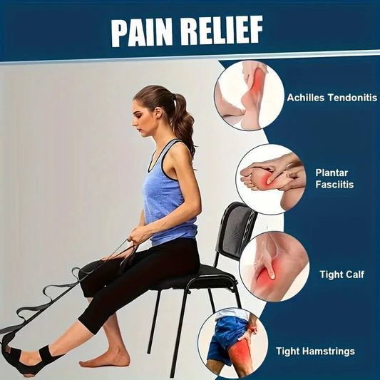 Segmented yoga stretching band with adjustable assistance for leg and foot - product image