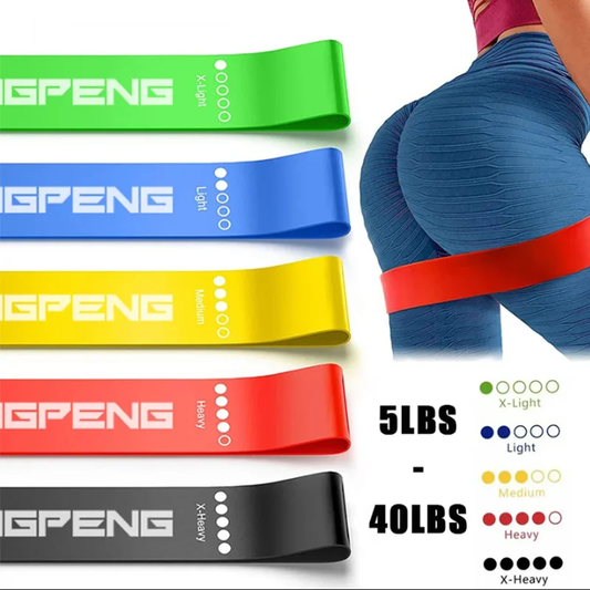 Set of elastic resistance bands with multiple stretch levels natural latex - product image