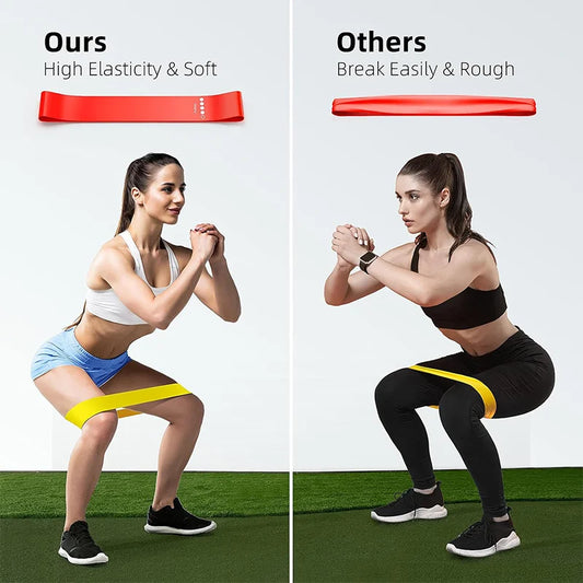 Set of elastic resistance bands with multiple stretch levels natural latex - product image