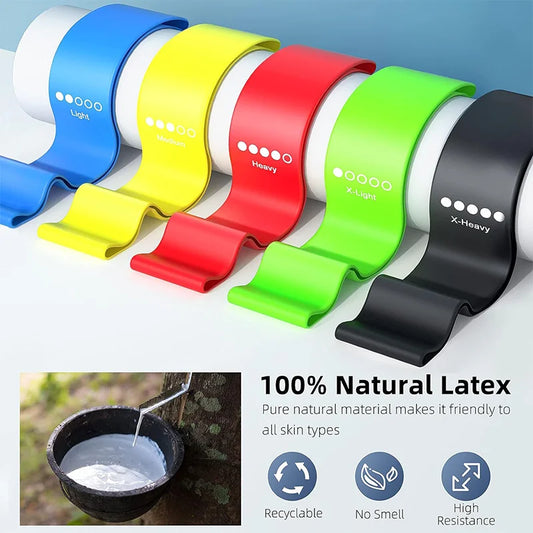 Set of elastic resistance bands with multiple stretch levels natural latex - product image