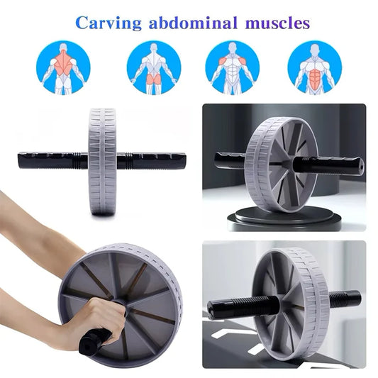 Silent abdominal roller wheel with anti-slip grip and steel support - product image