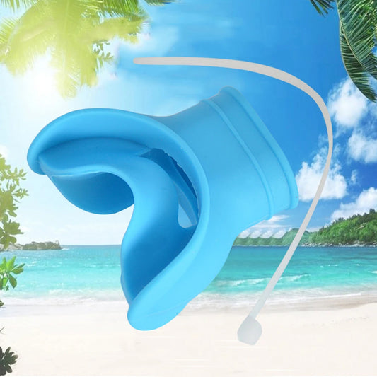 Silicone snorkel mouthpiece with universal fit and strap slot for diving and scuba gear - product image