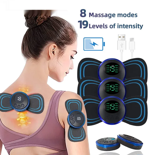 Smart ems neck and back massager with portable gel pad and multiple modes - product image