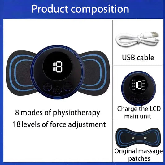 Smart ems neck and back massager with portable gel pad and multiple modes - product image