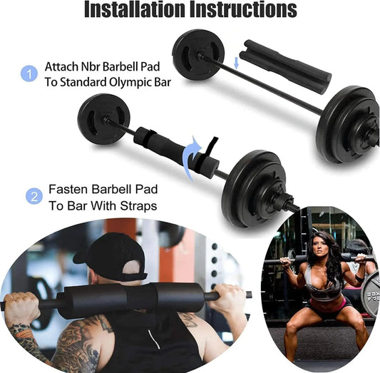 Thickened non-slip barbell shoulder pads with velcro straps for weightlifting - product image