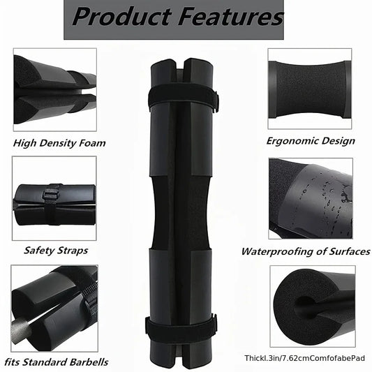 Thickened non-slip barbell shoulder pads with velcro straps for weightlifting - product image