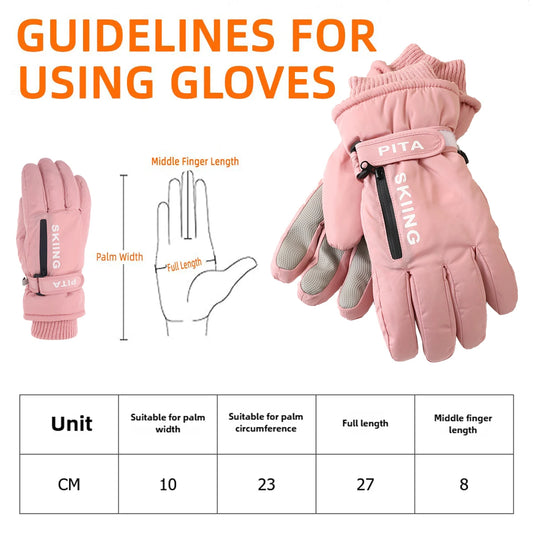 Waterproof winter sports gloves with touchscreen non-slip palm and zipper pocket - product image