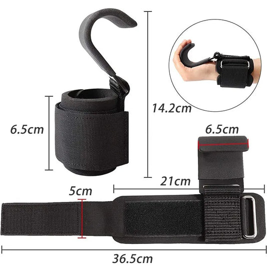 Weight lifting hook grips with adjustable wrist wraps and non-slip coating - product image