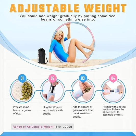 Weighted fitness yoga loop hoop with detachable sections for slimming - product image