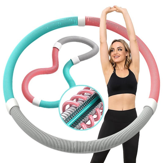 Weighted spring steel frame foldable fitness hoop for waist and full body workout - product image