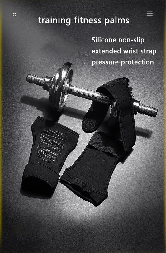 Weightlifting gloves with padded palm, silicone grip, adjustable wrist strap - product image