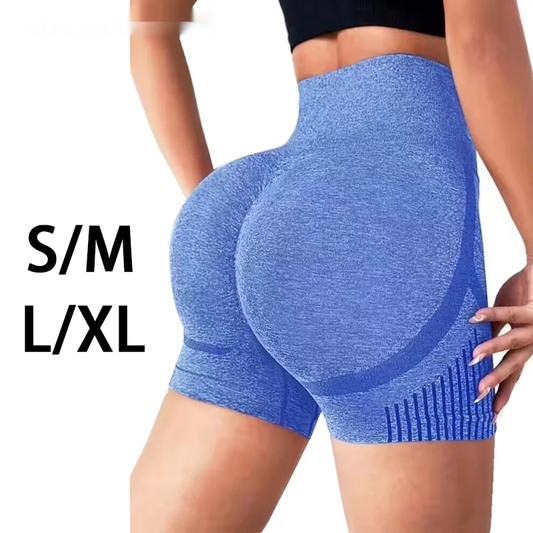 Women’s high waist knitted yoga shorts polyester nylon blend - product image