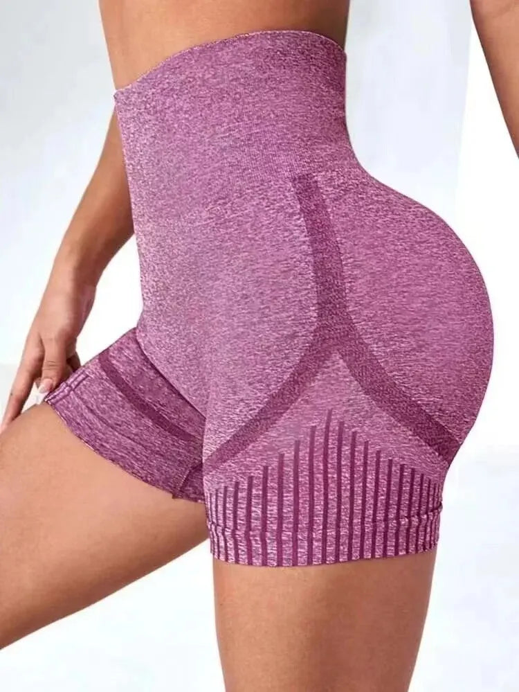 Women’s high waist knitted yoga shorts polyester nylon blend - product image