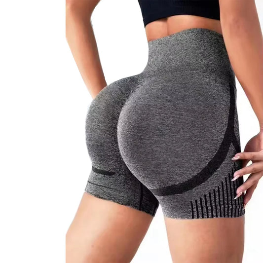 Women’s high waist knitted yoga shorts polyester nylon blend - product image