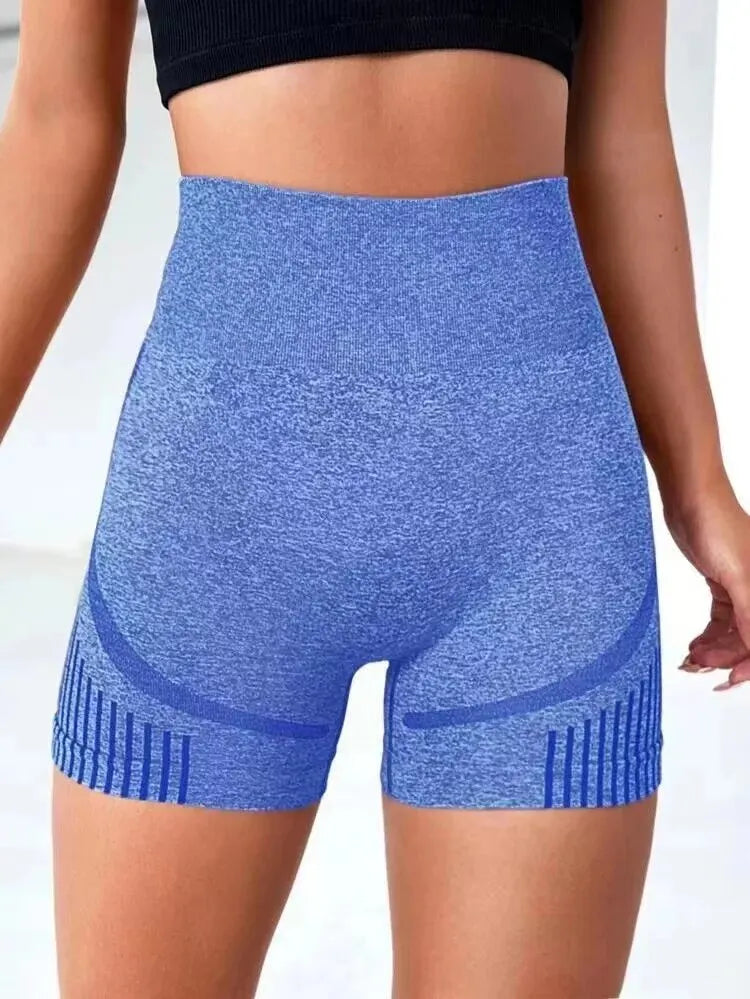 Women’s high waist knitted yoga shorts polyester nylon blend - product image