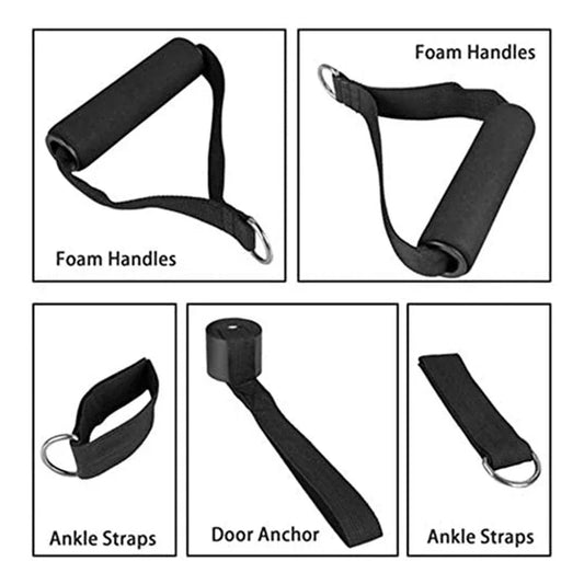 Wrapped resistance band set with foam handles and door anchor - product image