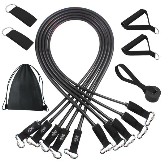 Wrapped resistance band set with foam handles and door anchor - product image