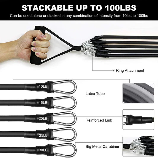 Wrapped resistance band set with foam handles and door anchor - product image