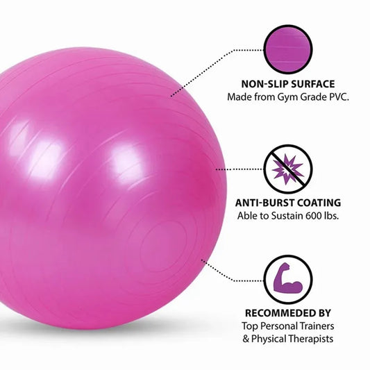 Yoga exercise stability ball with anti-burst coating and non-slip surface - product image