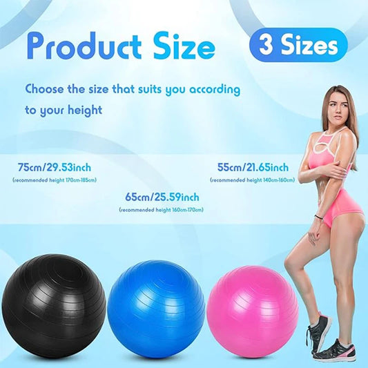 Yoga exercise stability ball with anti-burst coating and non-slip surface - product image