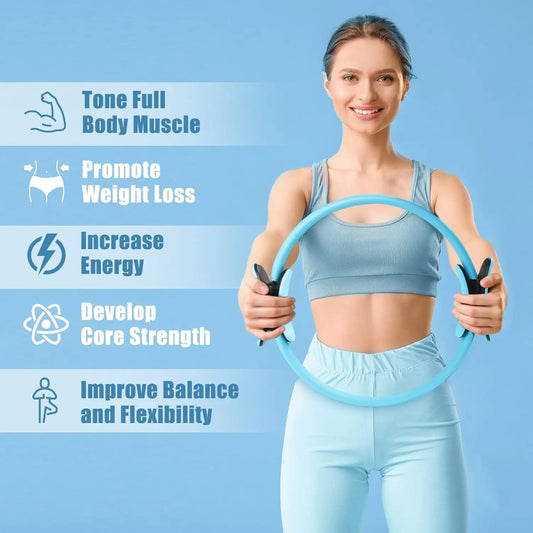 Yoga pilates ring with padded non-slip fiberglass frame for muscle training - product image