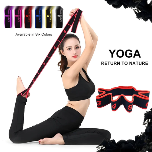 Yoga pull strap belt with 8 sections and elastic resistance for stretching - product image